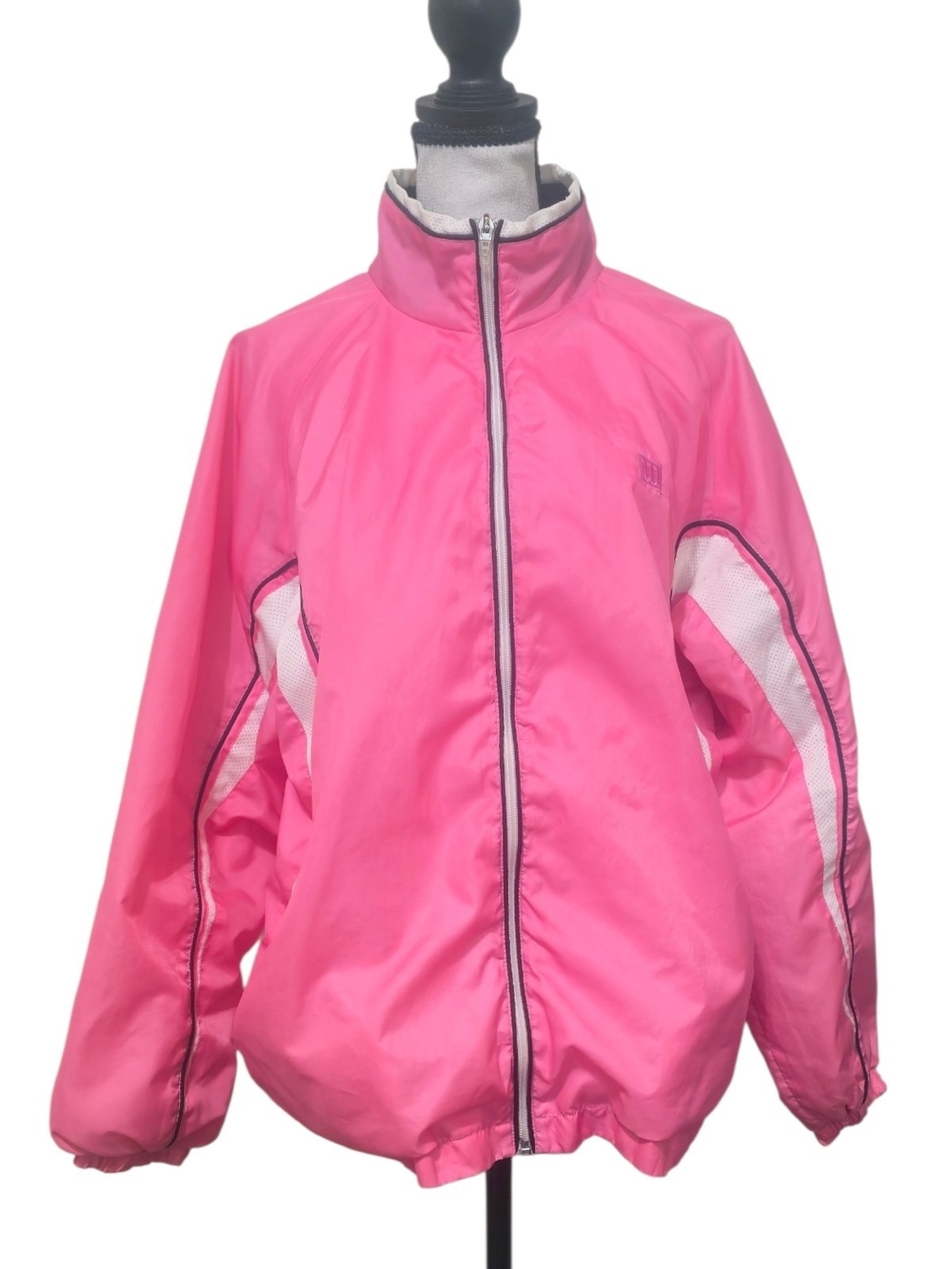 Vintage Wilson Bubblegum Pink Windbreaker Jacket L 80s 90s Retro Tennis Sporty